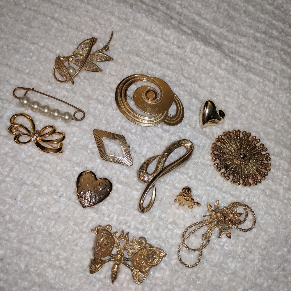 Vintage Bundle Of Pins/Brooches (Set Of 12)